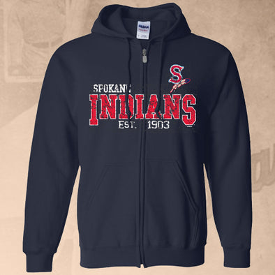 Spokane Indians Navy Ever Full-Zip Hooded Sweatshirt