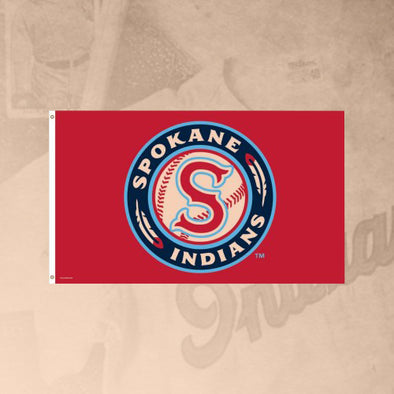Spokane Indians Red Logo Flag
