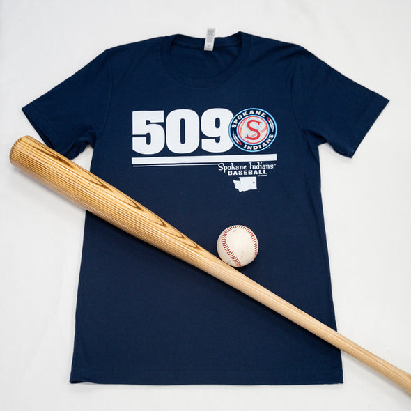 Spokane Indians Navy Bonds 509 Tee