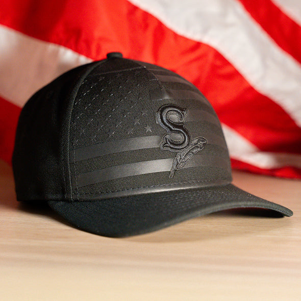 Spokane Indians New Era Black American Flag 9FORTY MC Snapback