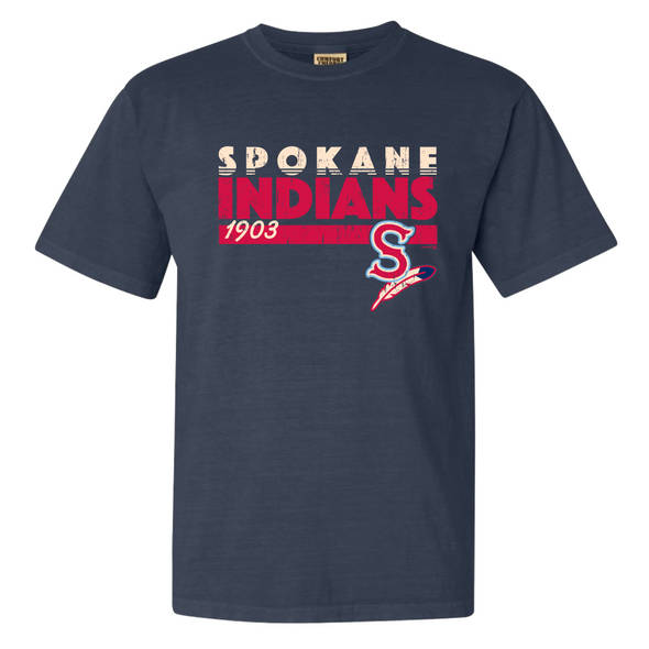 Spokane Indians Adult Denim Pigment Dyed Tee