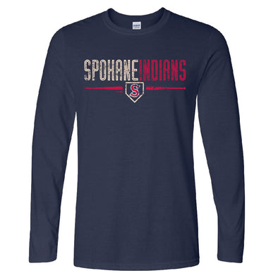 Spokane Indians Long Sleeve Navy Document Tee