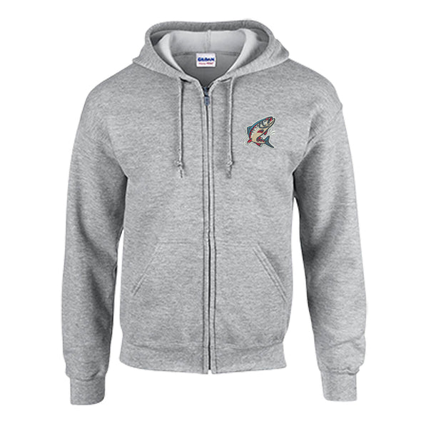 Spokane Indians Redband Sport Gray Full-Zip Hooded Sweatshirt