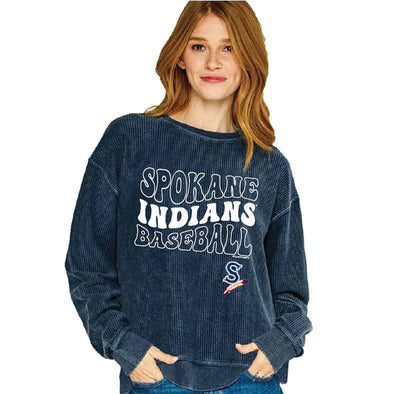 Spokane Indians Ladies Navy Corded Crew