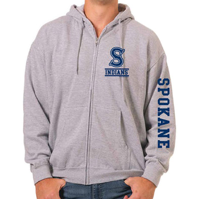 Spokane Indians Heather Gray Full Zip Hoodie