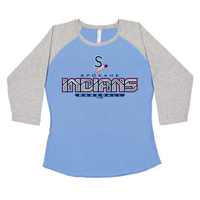 Spokane Indians Ladies Carolina Blue Shatter Baseball Tee