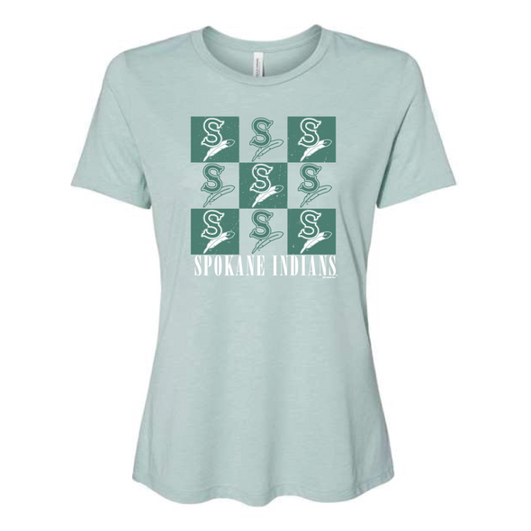 Spokane Indians Ladies Dusty Green Lino Tee