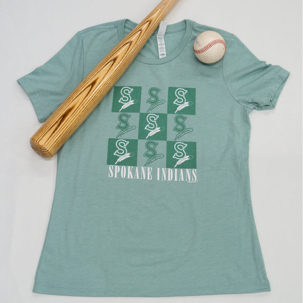 Spokane Indians Ladies Dusty Green Lino Tee