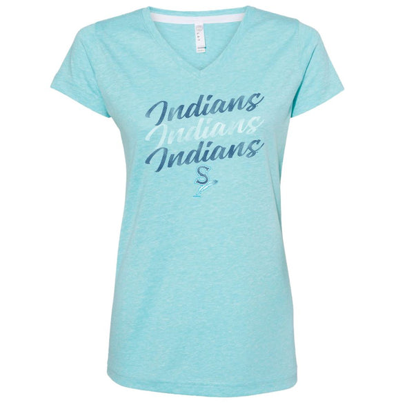 Spokane Indians Ladies V-Neck Casual Caribbean Melange Tee