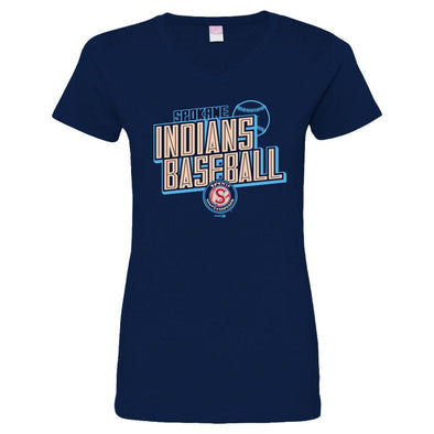 Spokane Indians Ladies V-Neck Navy Verified Tee