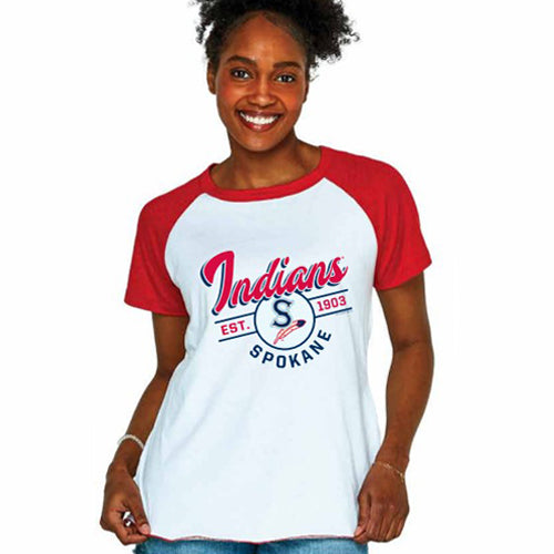 Spokane Indians Ladies Short Sleeve Raglan Tee