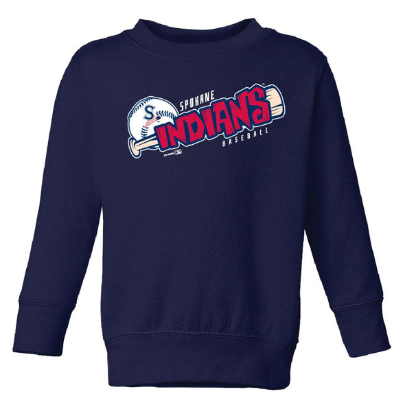 Spokane Indians Toddler Navy Perforate Crew Sweatshirt