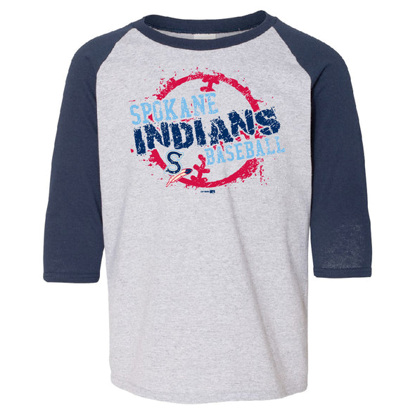 Spokane Indians Youth Baseball Tee Sport Grey/Navy Hinged