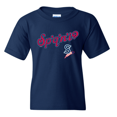 Spokane Indians Youth Navy Salish Wording Tee