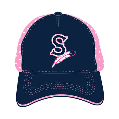 Spokane Indians Youth Dots Navy/Pink Snapback Cap