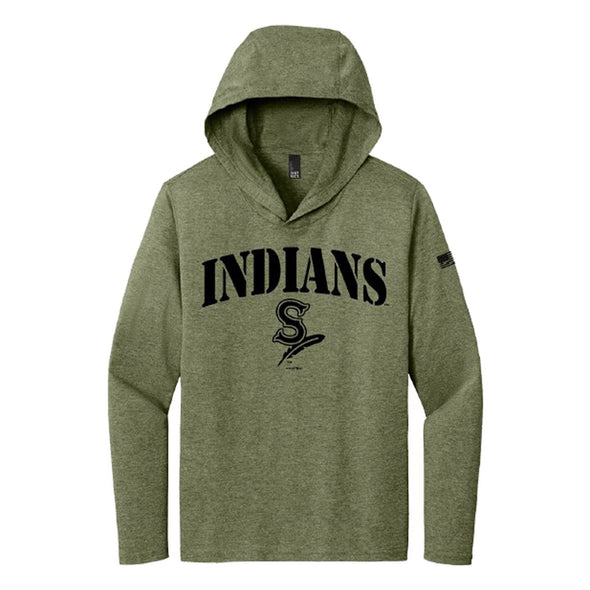 Spokane Indians Military Green Tri-Blend Hooded Tee