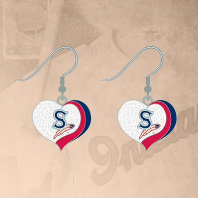 Spokane Indians Glitter Heart Earrings