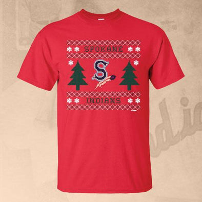 Spokane Indians Red Holiday Sweater Tee